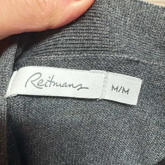 Reitmans Charcoal Open-Front Longline Cardigan. EUC . Very long, cozy and soft - Picture 3 of 5